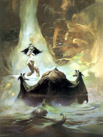 AT THE EARTH'S CORE poster print by Frank Frazetta