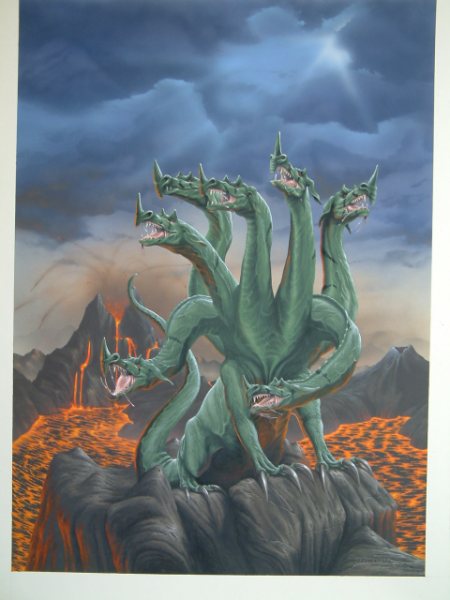 HYDRA DRAGON Original Gouache painting by Jay Blakemore