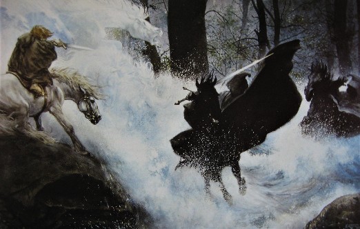 AT THE FORD  (medium) by John Howe