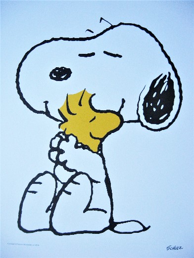 SNOOPY AND WOODSTOCK Peanuts cartoon print by Schultz
