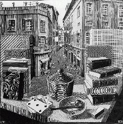 STILL LIFE & STREET by MC Escher